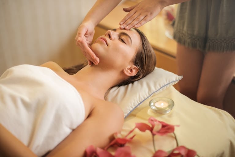 Experience tranquility with a relaxing aromatherapy facial at a luxurious spa.